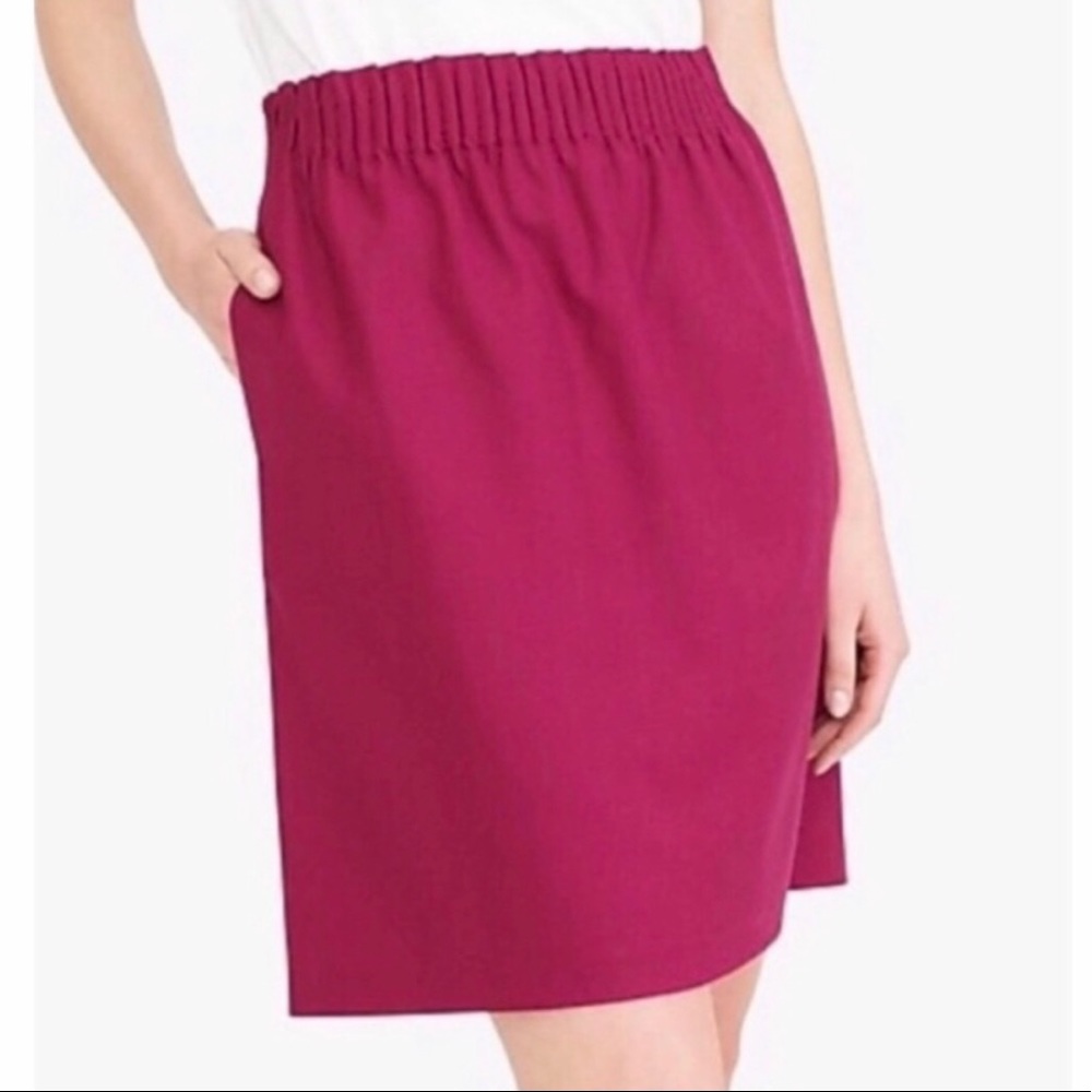 J. CREW Sidewalk Skirt Wool Blends Magenta Purple Pull On Pockets Elastic waist